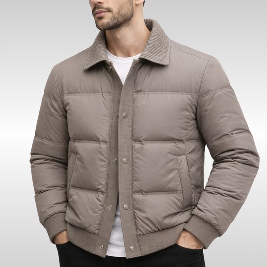 Men’s Button-Front Quilted Jacket – Structured Lightweight Winter Coat
