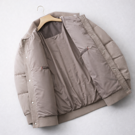 Men’s Button-Front Quilted Jacket – Structured Lightweight Winter Coat