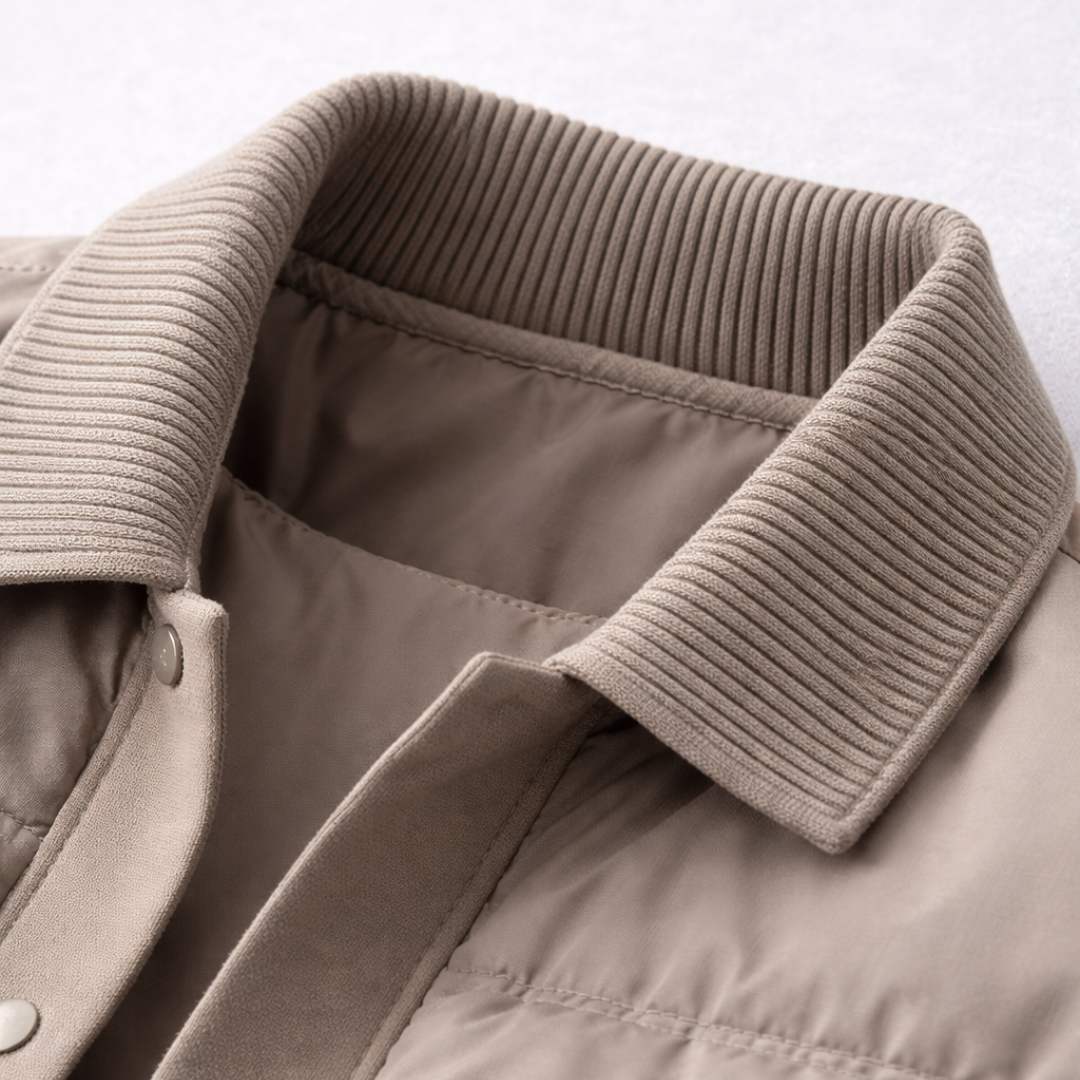 Men’s Button-Front Quilted Jacket – Structured Lightweight Winter Coat
