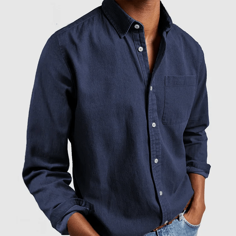 Men's Classic Long-Sleeve Shirt – Regular Fit Collared Top