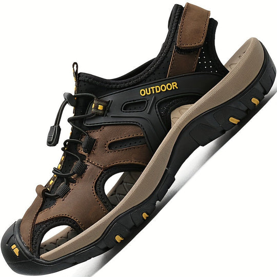 Men’s Closed-Toe Hiking Sandals with All-Terrain Rubber Sole