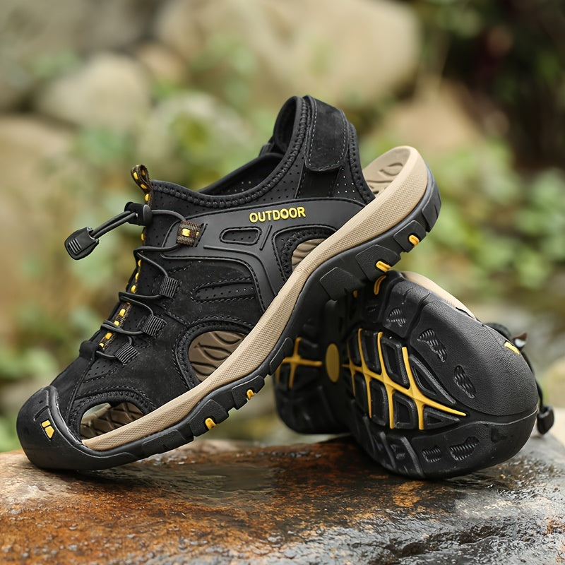 Men’s Closed-Toe Hiking Sandals with All-Terrain Rubber Sole
