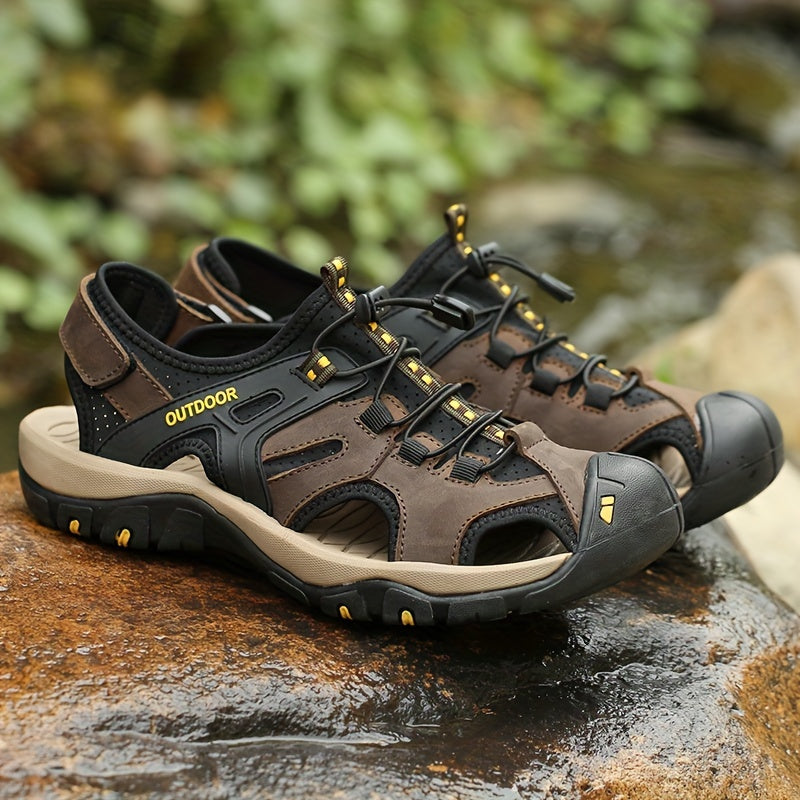 Men’s Closed-Toe Hiking Sandals with All-Terrain Rubber Sole