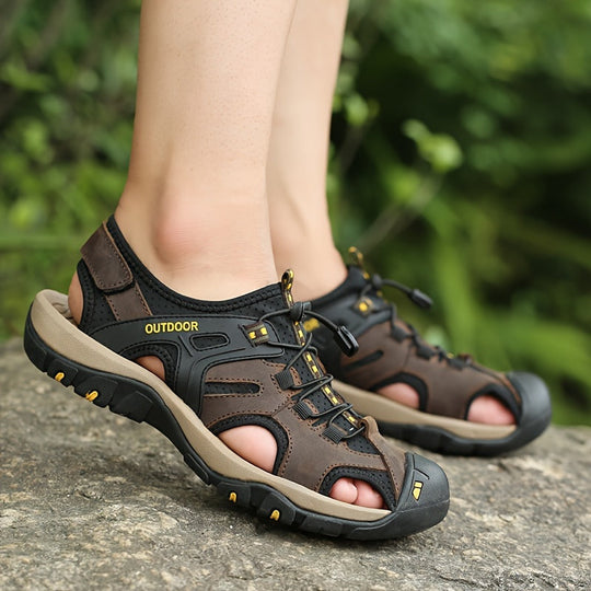 Men’s Closed-Toe Hiking Sandals with All-Terrain Rubber Sole