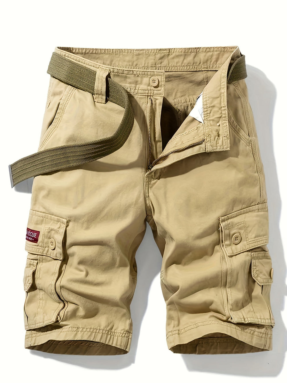 Men's Cotton-Blend Cargo Bermuda Shorts – Multi-Pocket Drawstring Summer Style