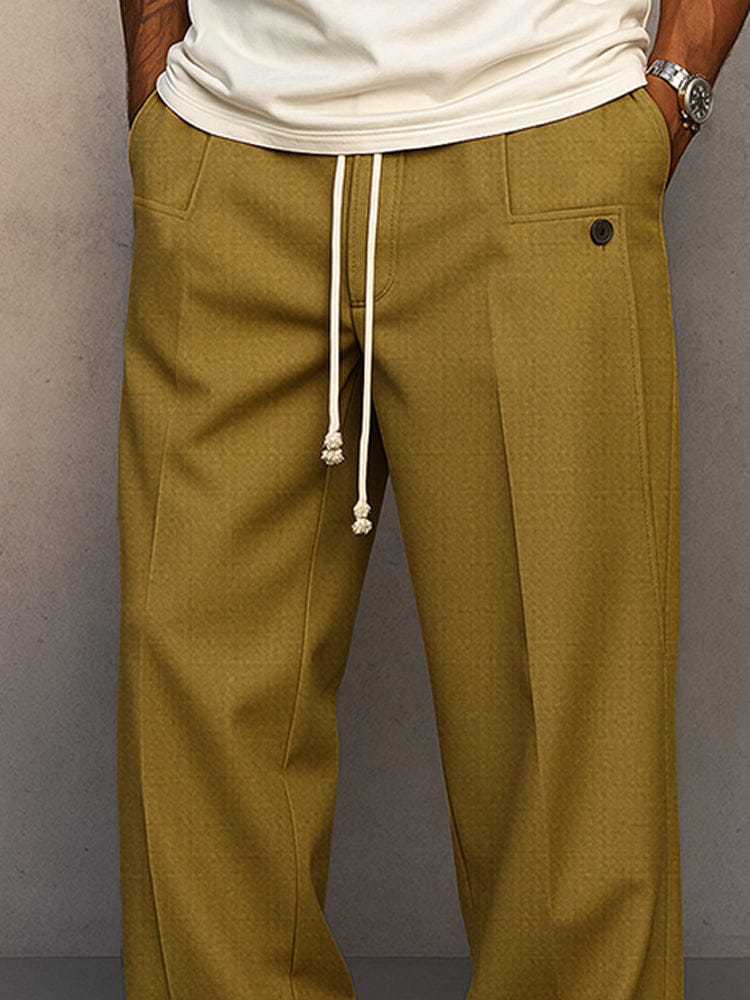 Men’s Cotton-Blend Wide-Leg Pants – Relaxed Drawstring Trousers
