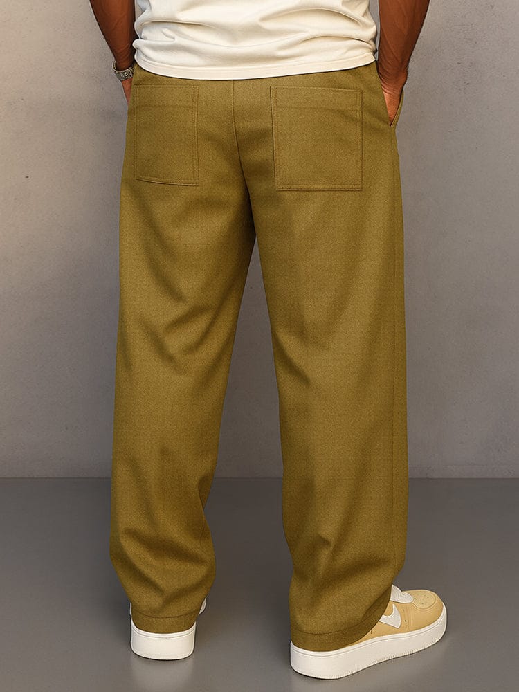 Men’s Cotton-Blend Wide-Leg Pants – Relaxed Drawstring Trousers