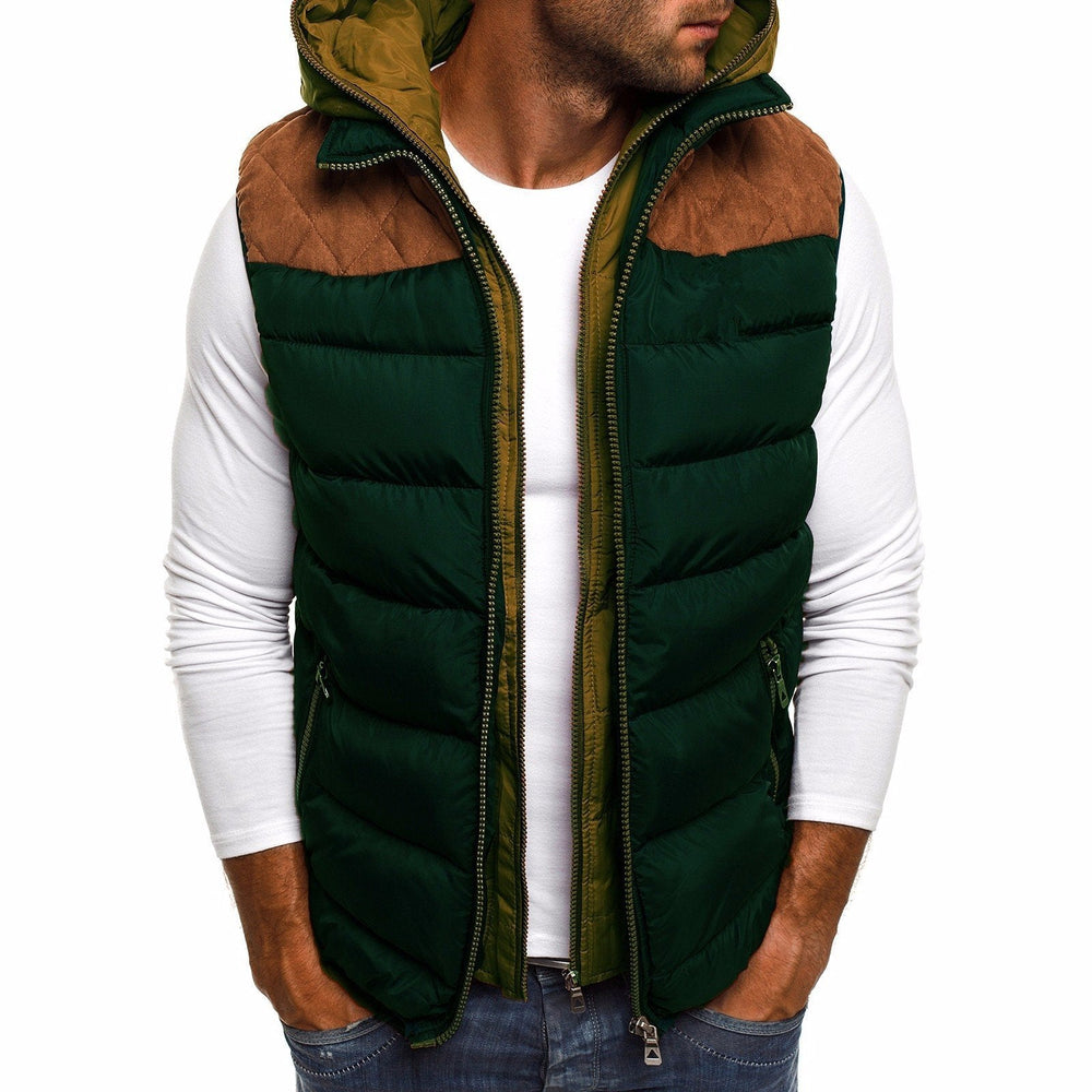 Men's Cotton Hooded Gilet – Warm Quilted Lining and Front Pockets