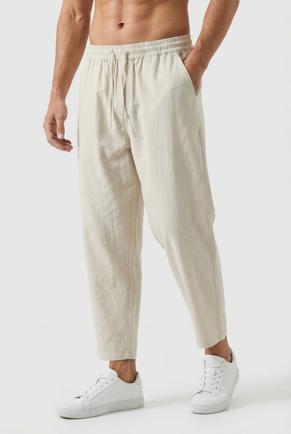 Men's Cotton-Linen Summer Trousers – Loose Fit and Welt Pockets
