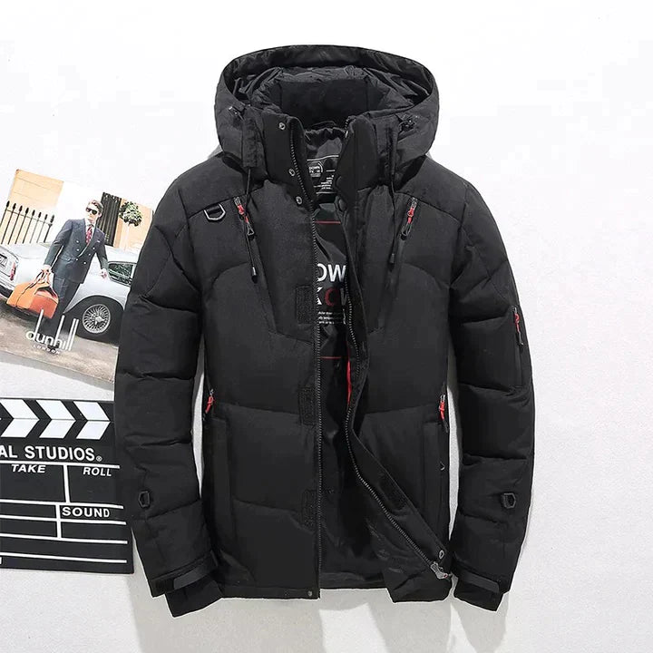 Men's Down-Filled Quilted Jacket – Slim Stand-Collar Winter Style