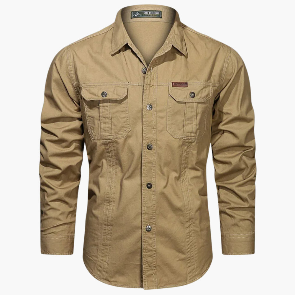 Men's Durable Outdoor Button-Up Shirt – Two Chest Pockets, S–5XL