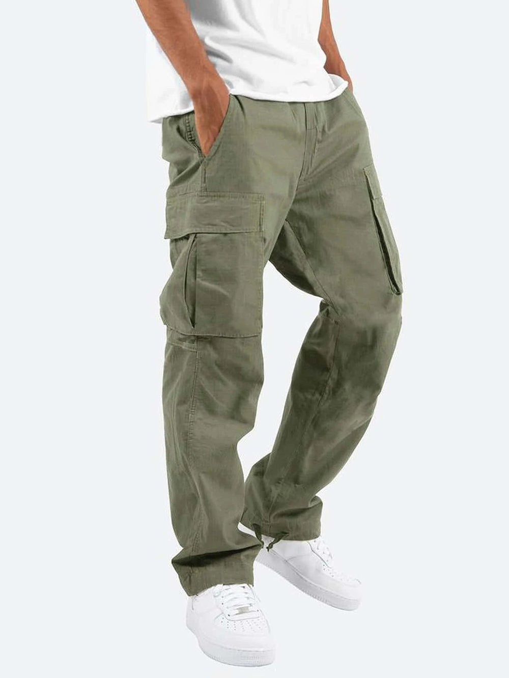 Men's Durable Stretch Cargo Trousers with Straight-Leg Fit, S–5XL