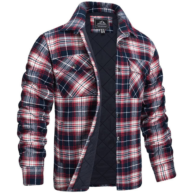 Men's Fitted Plaid Jacket – Lightweight Insulated Casual Outerwear