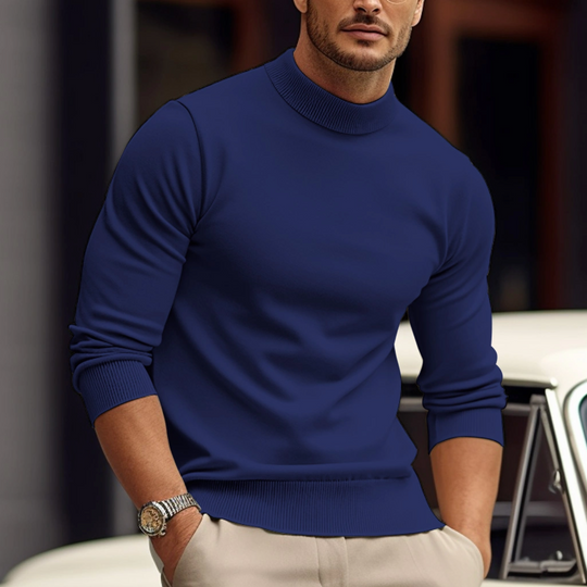 Men’s Fitted Turtleneck Sweater – Soft Lightweight Casual Knit