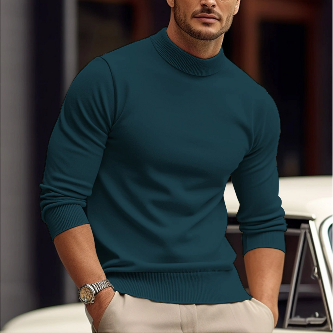 Men’s Fitted Turtleneck Sweater – Soft Lightweight Casual Knit