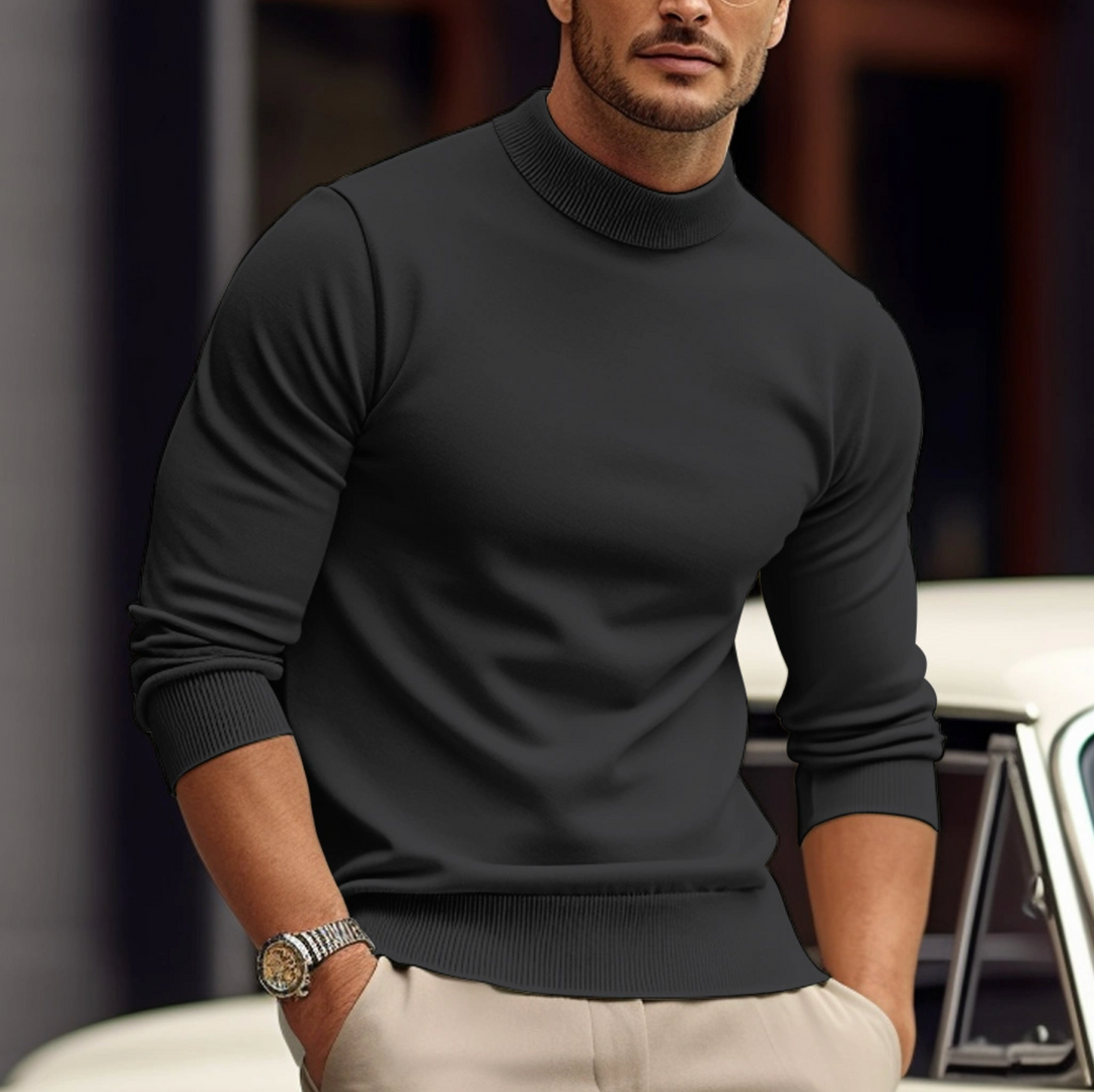 Men’s Fitted Turtleneck Sweater – Soft Lightweight Casual Knit