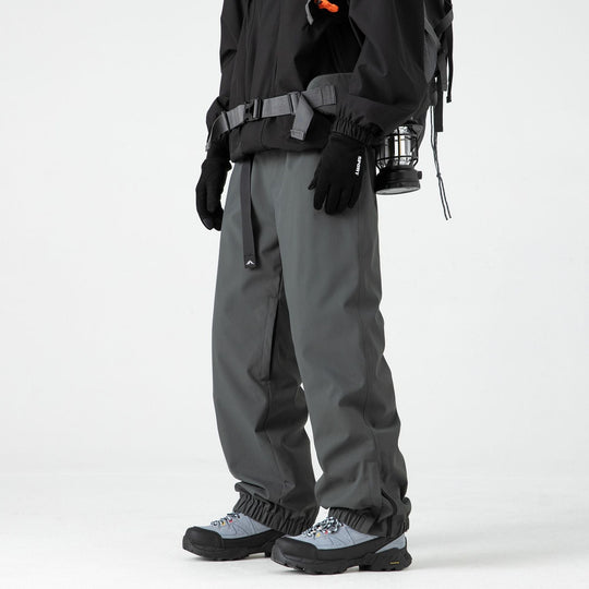 Men’s Fleece-Lined Waterproof Ski Pants – Mid-Rise Hardshell Trousers
