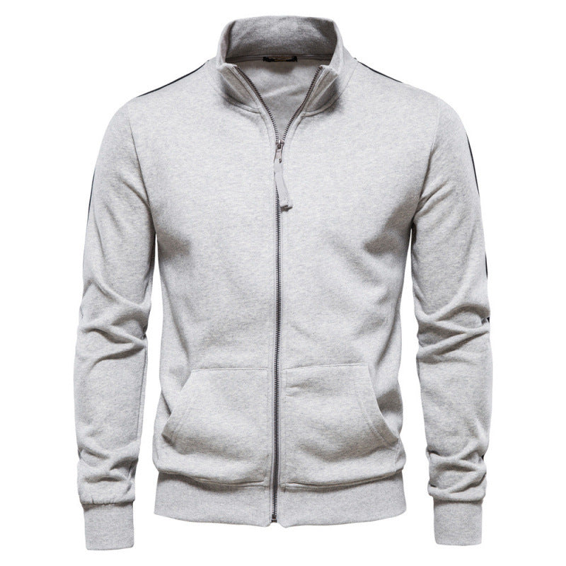 Men's High-Neck Zip Sweatshirt – Warm Style with Two Pockets