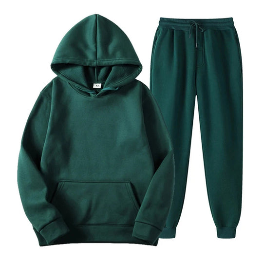 Men’s Hoodie and Jogger Set – Modern Slim-Relaxed Tracksuit