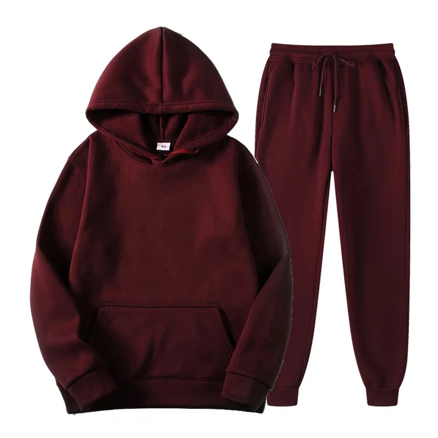 Men’s Hoodie and Jogger Set – Modern Slim-Relaxed Tracksuit