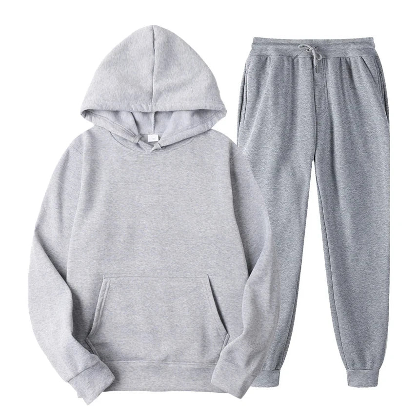 Men’s Hoodie and Jogger Set – Modern Slim-Relaxed Tracksuit
