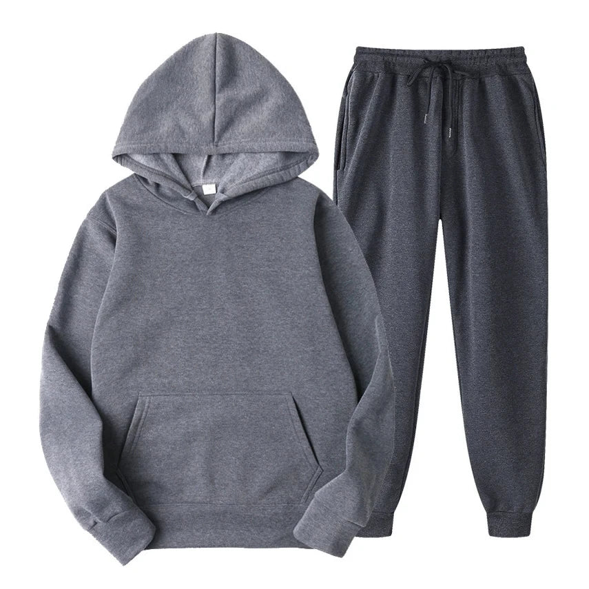 Men’s Hoodie and Jogger Set – Modern Slim-Relaxed Tracksuit
