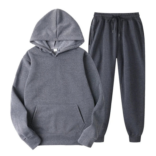 Men’s Hoodie and Jogger Set – Modern Slim-Relaxed Tracksuit