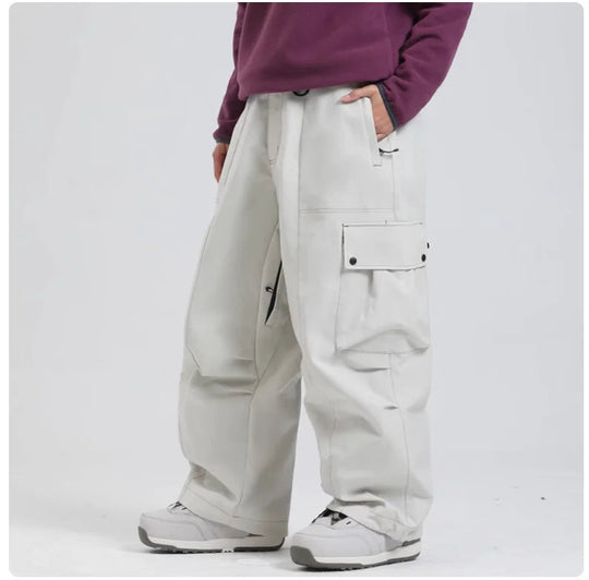 Men’s Insulated Snowboard Pants – Waterproof Fleece-Lined Trousers with Zip Pockets