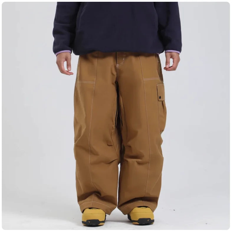 Men’s Insulated Snowboard Pants – Waterproof Fleece-Lined Trousers with Zip Pockets