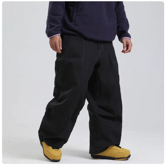 Men’s Insulated Snowboard Pants – Waterproof Fleece-Lined Trousers with Zip Pockets