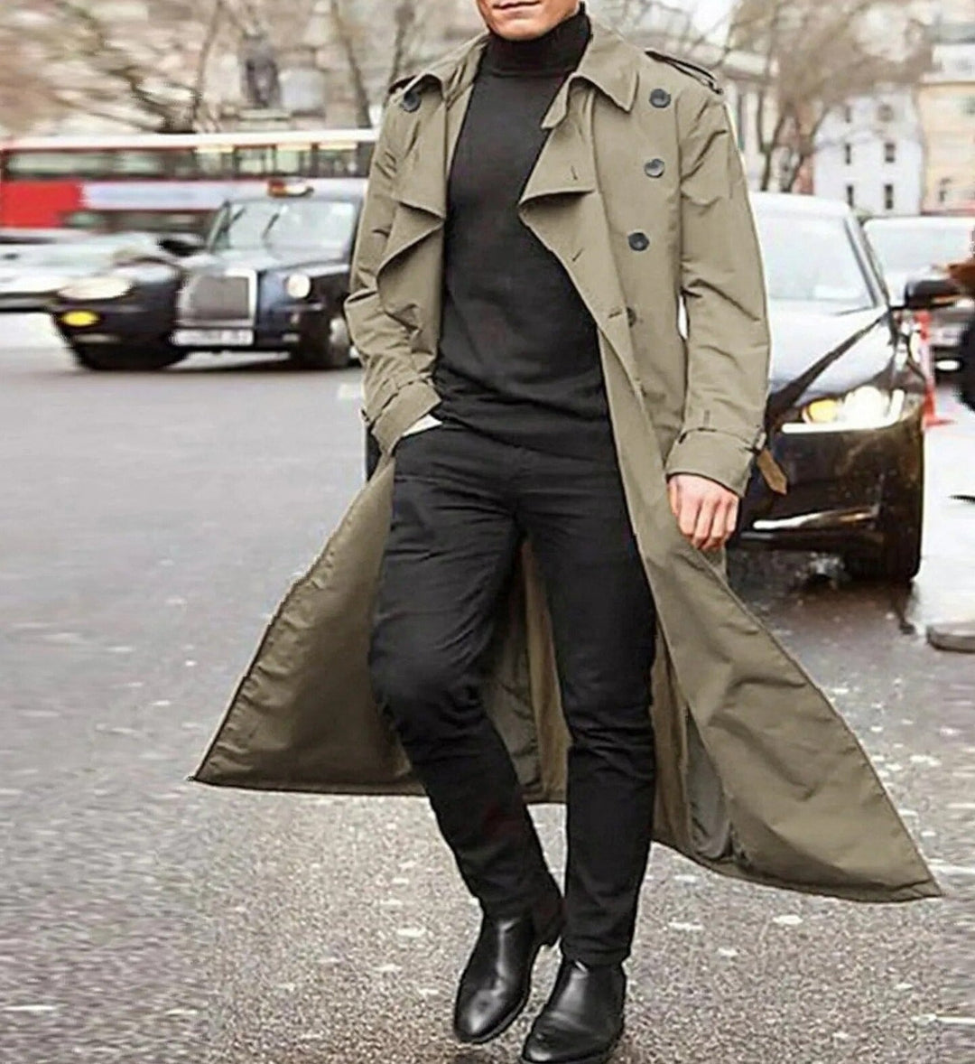 Men’s Lightweight Belted Trench Coat – Smart Casual Style