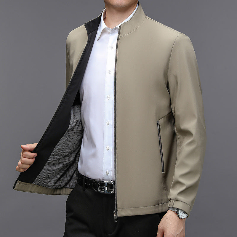 Men's Lightweight Bomber Jacket – Stand Collar and Side Pockets