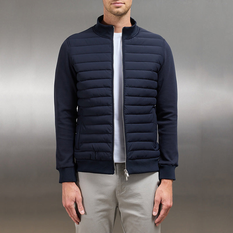 Men's Lightweight Cotton-Blend Quilted Jacket – Stand Collar