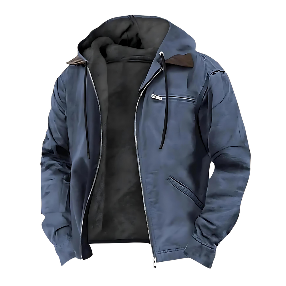 Men's Lightweight Fitted Autumn Jacket with Hood and Full Zip