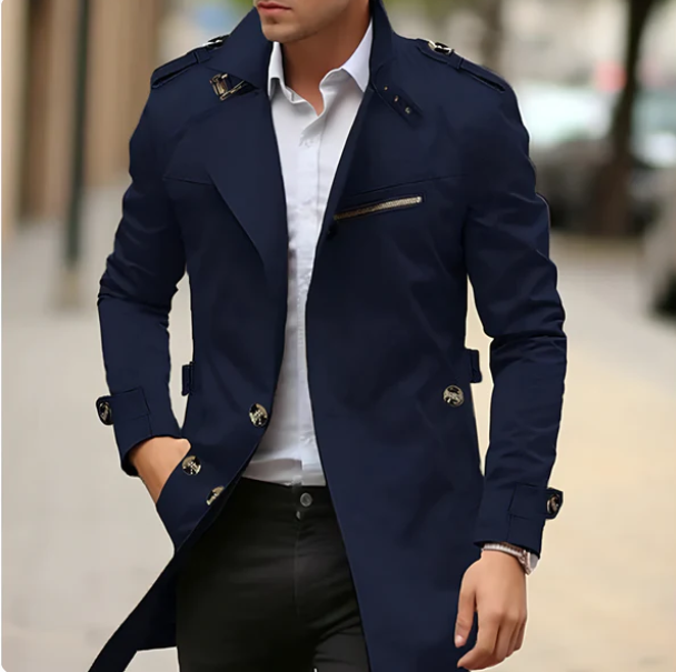 Men's Lightweight Trench Coat – Classic Buttoned Travel Outerwear