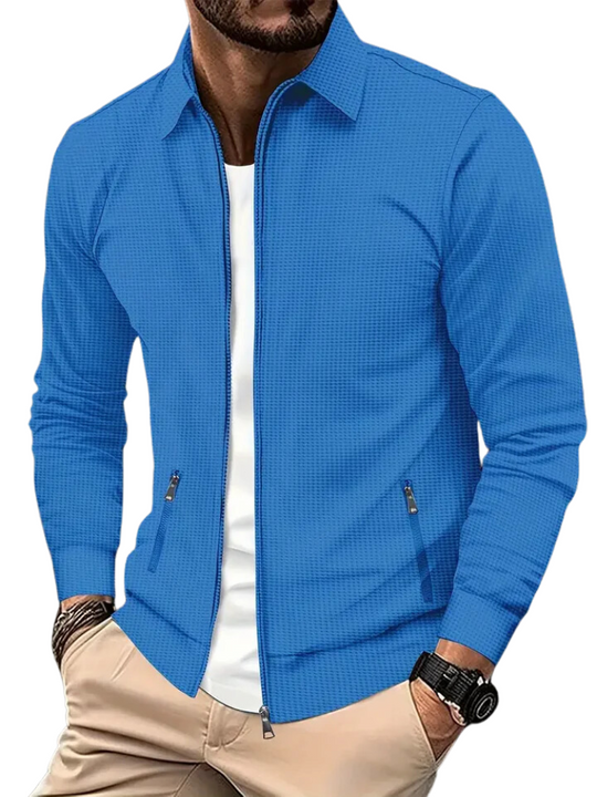 Men’s Lightweight Zip Jacket – Ribbed Collar, Cuffs and Secure Pockets