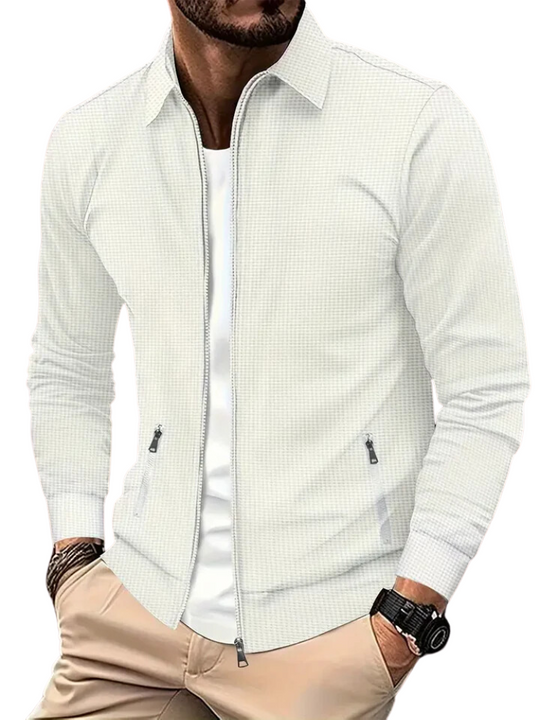 Men’s Lightweight Zip Jacket – Ribbed Collar, Cuffs and Secure Pockets