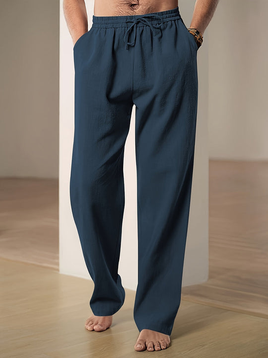 Men’s Linen-Blend Summer Pants – Breathable Drawstring Trousers