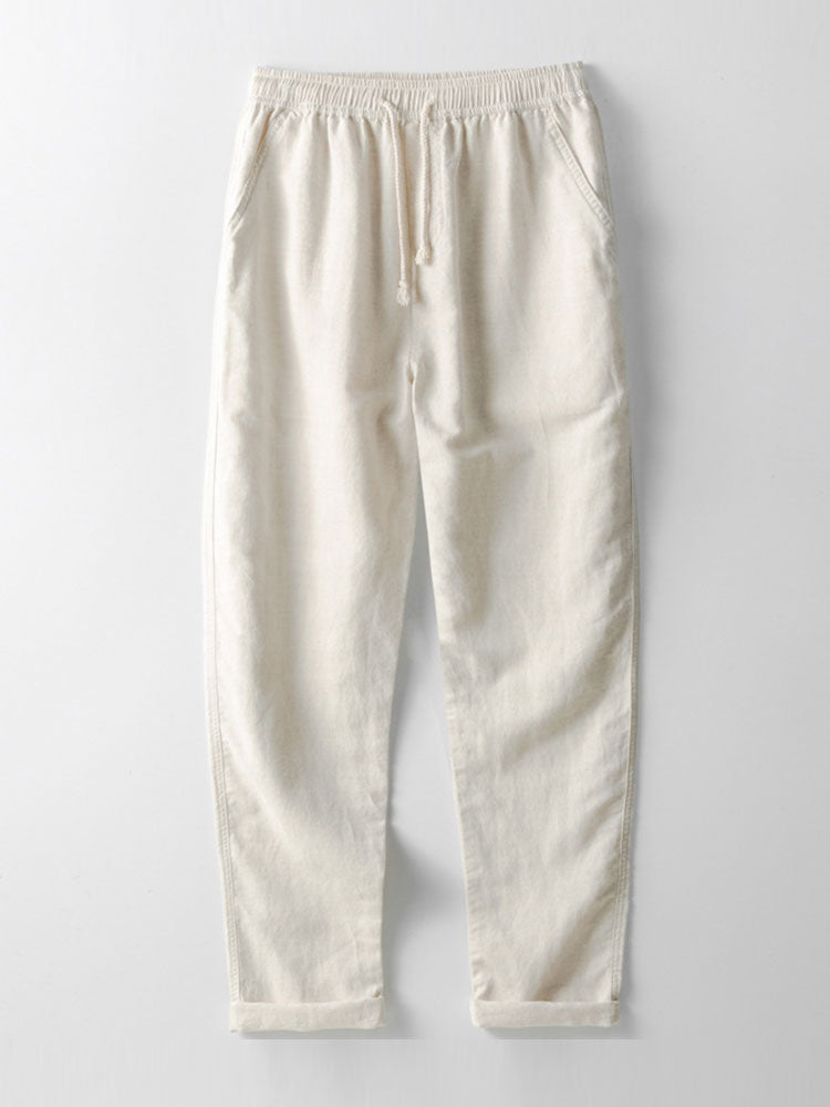 Men’s Linen-Blend Summer Set – Short-Sleeve Shirt and Elastic-Waist Trousers