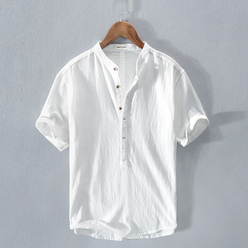 Men's Linen-Blend Summer Shirt – Short Sleeves and Relaxed Button-Up Fit