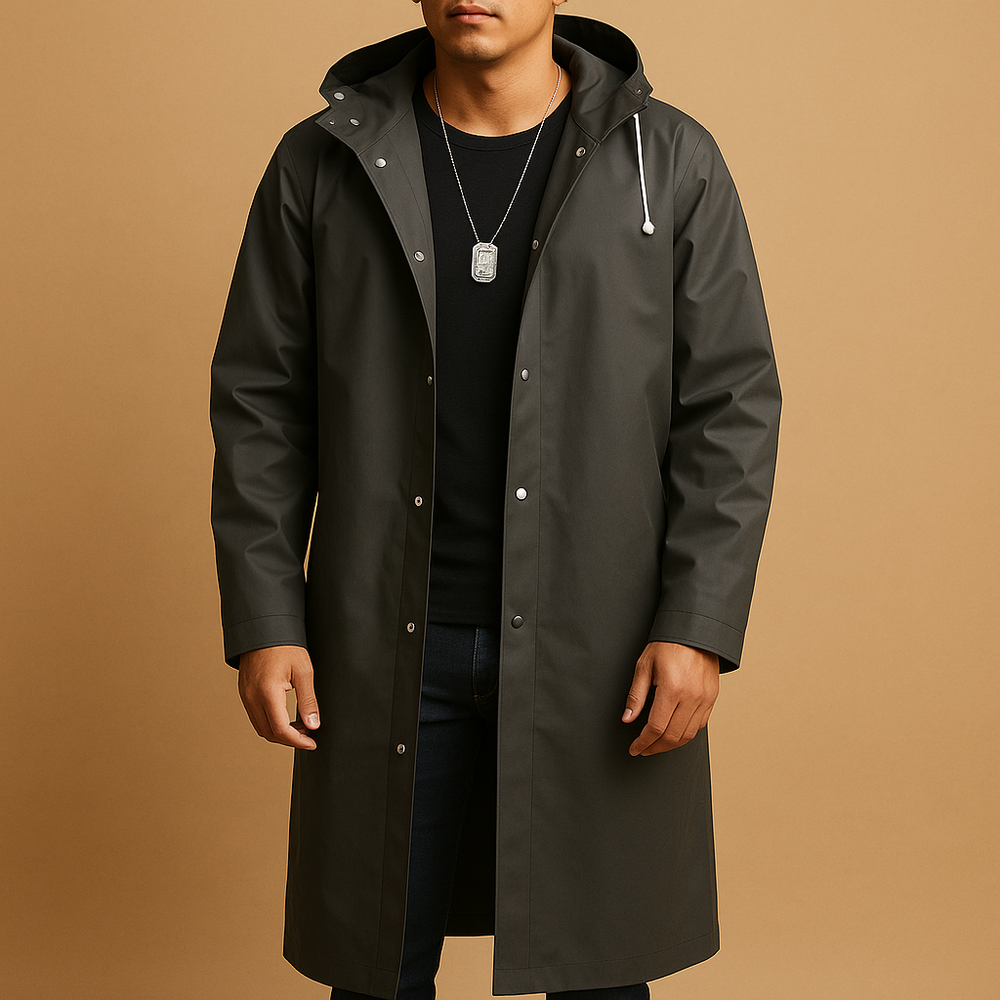 Men's Long EVA Waterproof Hooded Raincoat