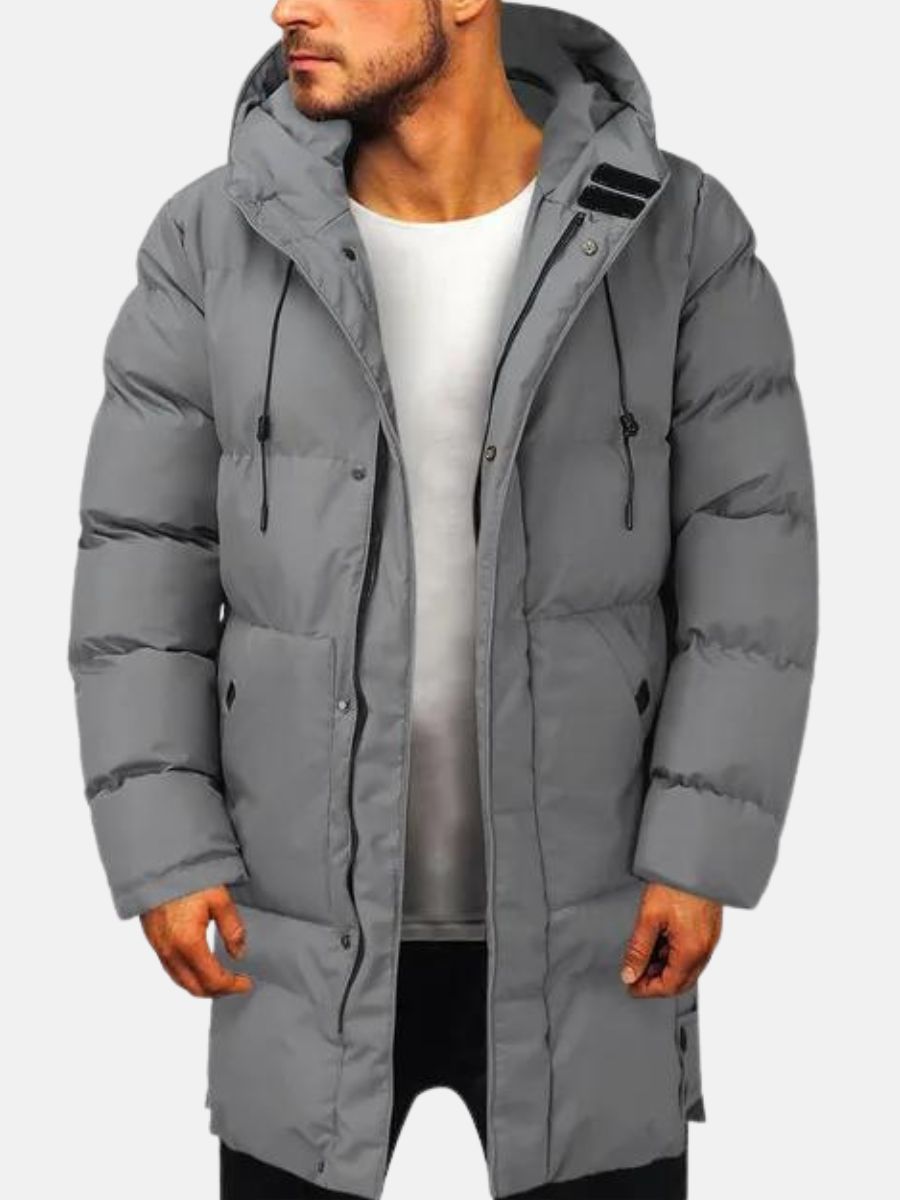 Men’s Long Insulated Parka – Hooded Full-Zip Winter Coat