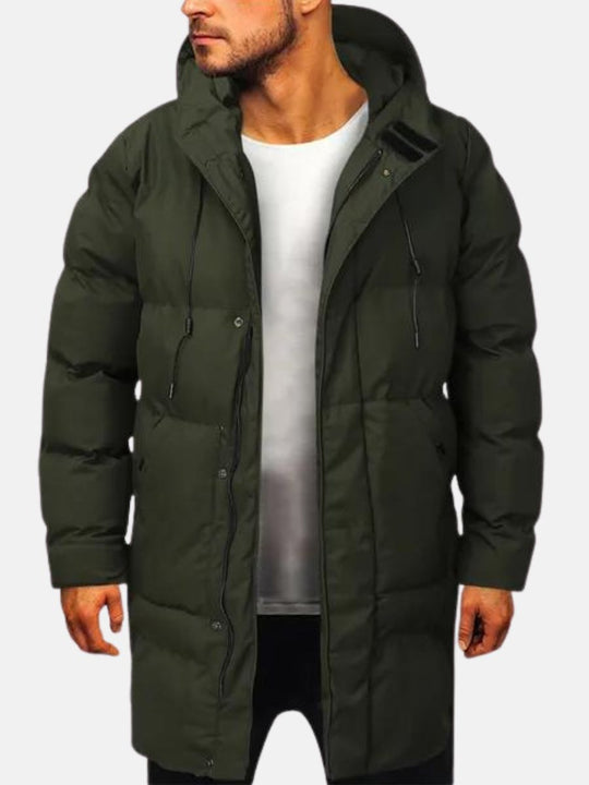 Men’s Long Insulated Parka – Hooded Full-Zip Winter Coat