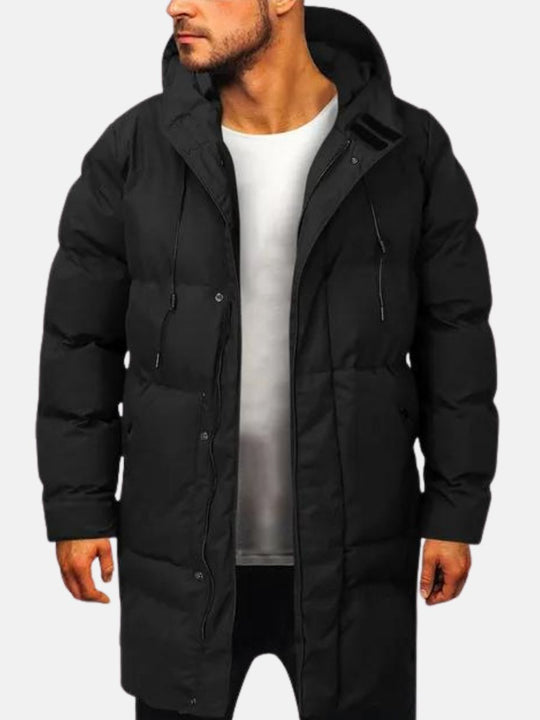 Men’s Long Insulated Parka – Hooded Full-Zip Winter Coat