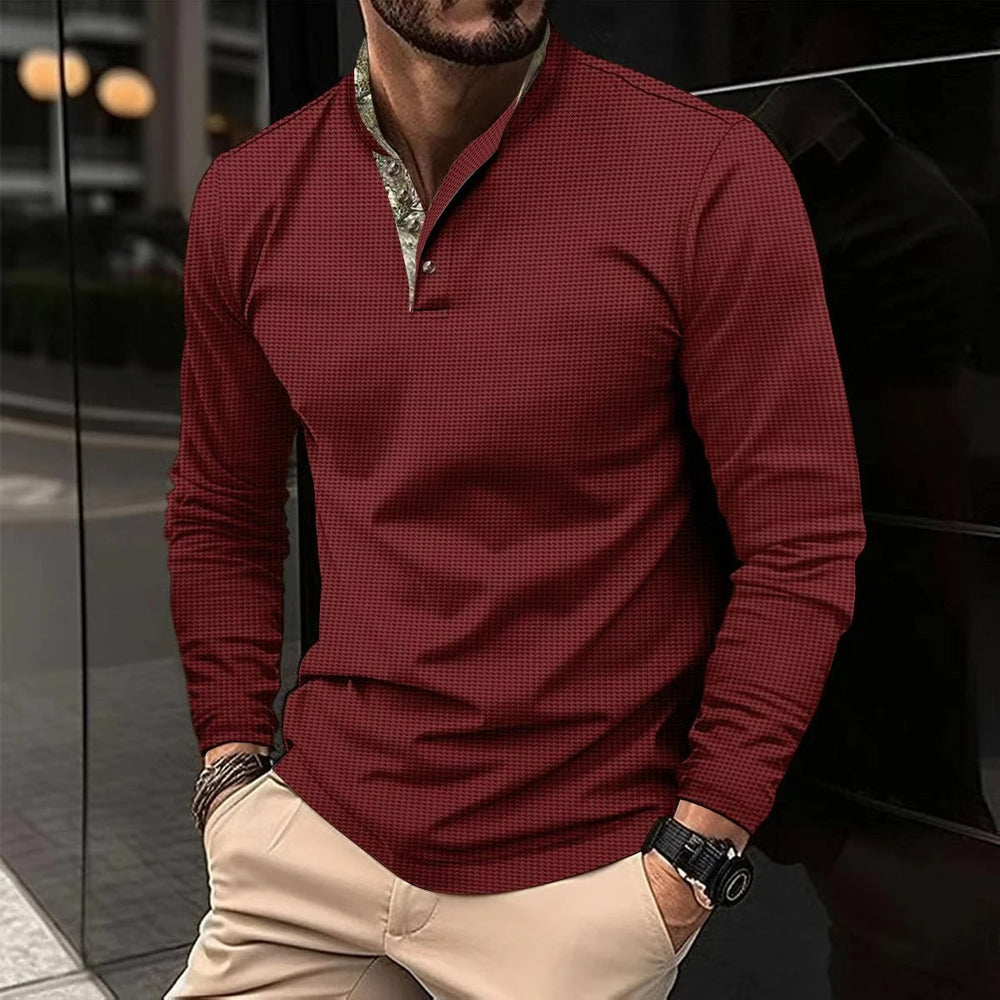 Men’s Long-Sleeve Stand-Collar Polo – Breathable Modern Fit