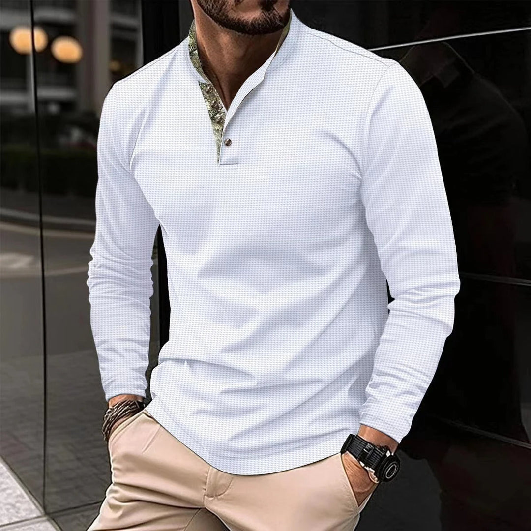 Men’s Long-Sleeve Stand-Collar Polo – Breathable Modern Fit