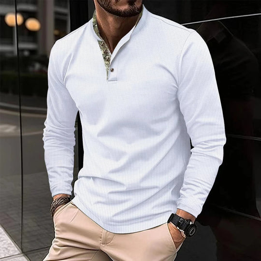 Men’s Long-Sleeve Stand-Collar Polo – Breathable Modern Fit