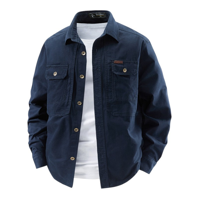 Men's Long-Sleeve Utility Work Shirt – Breathable Cotton-Blend Design
