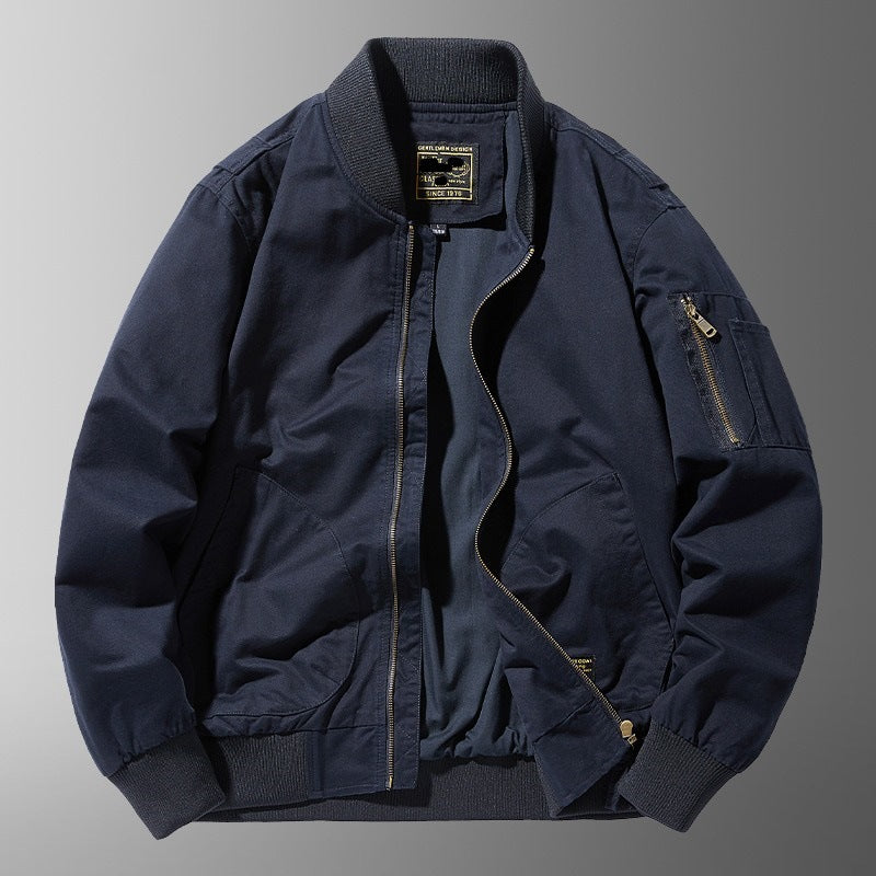 Men's Loose-Fit Bomber Jacket with Stand Collar and Soft Lining, S–2XL