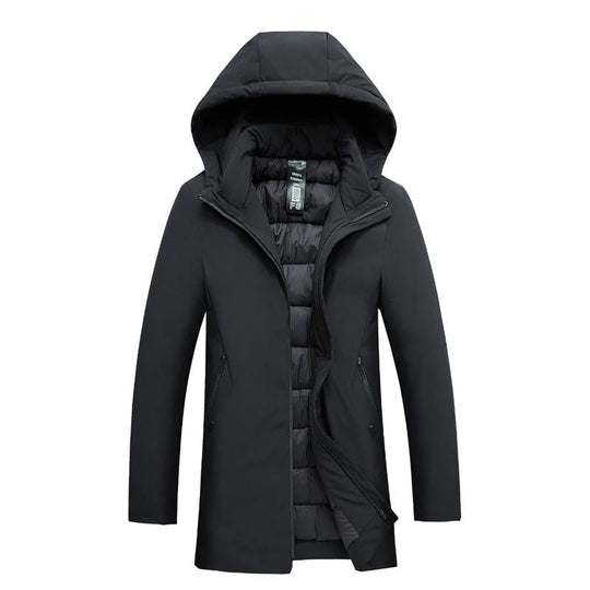 Men’s Mid-Length Winter Parka – Water-Resistant Hooded Coat